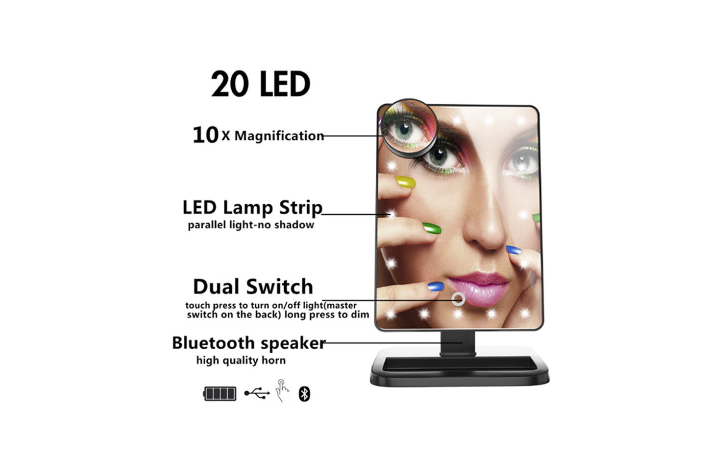 Bluetooth Music Makeup Mirror