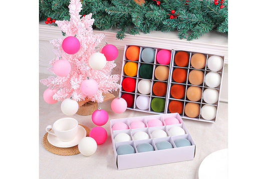 Colorful Flocked Christmas Ball Ornaments