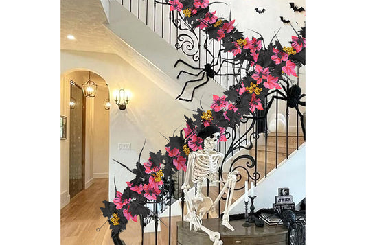 Halloween Skull and Rose Wicker