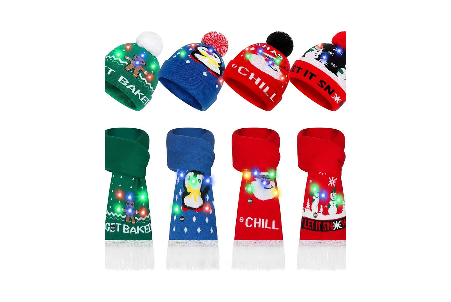 Christmas LED Jacquard Hat and Scarf Set