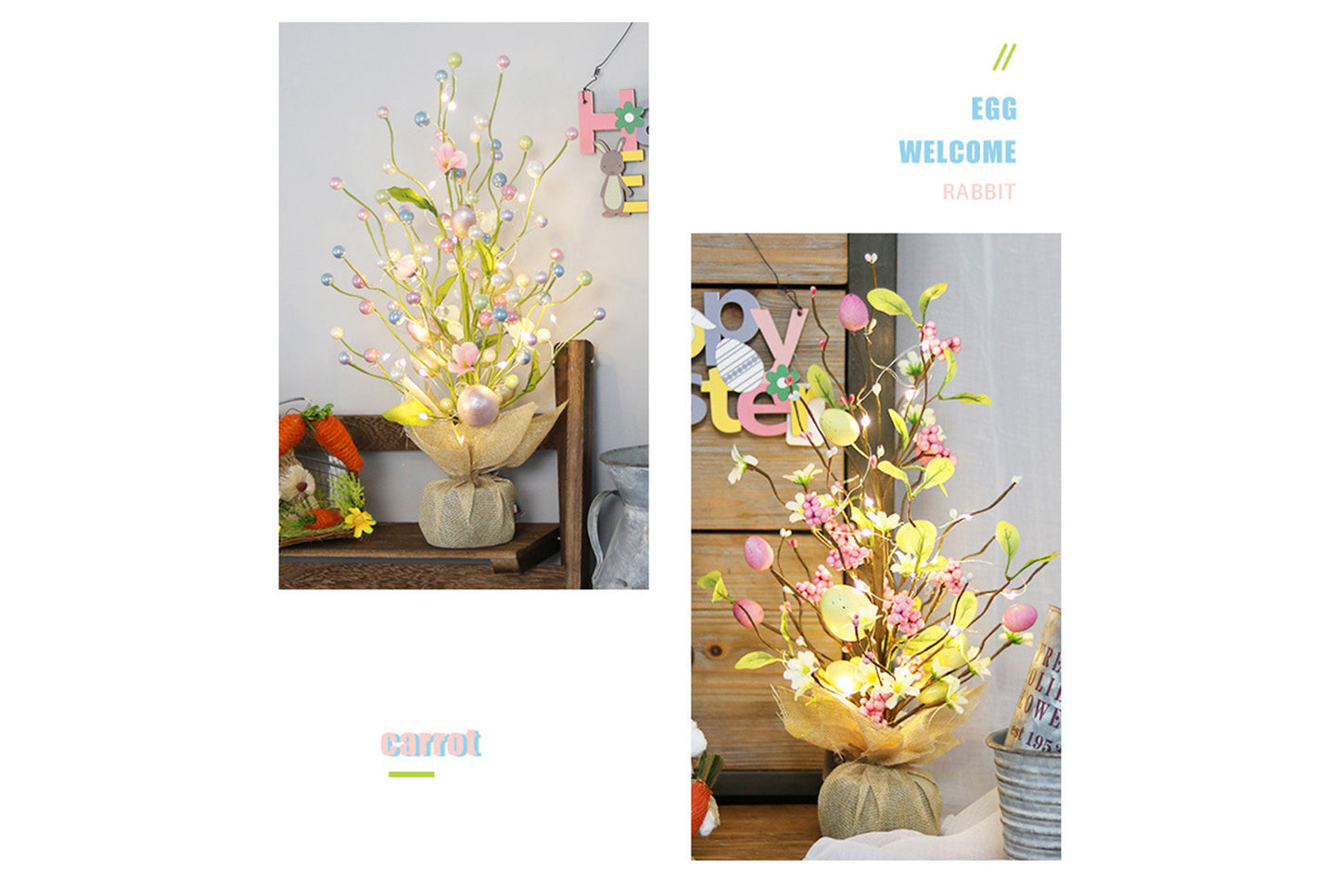 LED Light-Up Easter Egg Tree - Easter Tabletop Ornament
