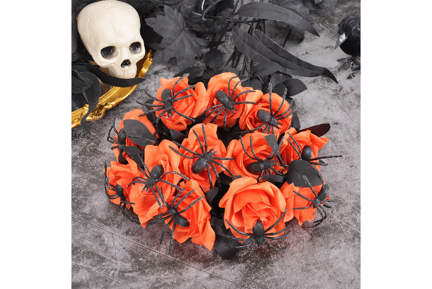 Halloween Skull Spider Roses (10-Pack)