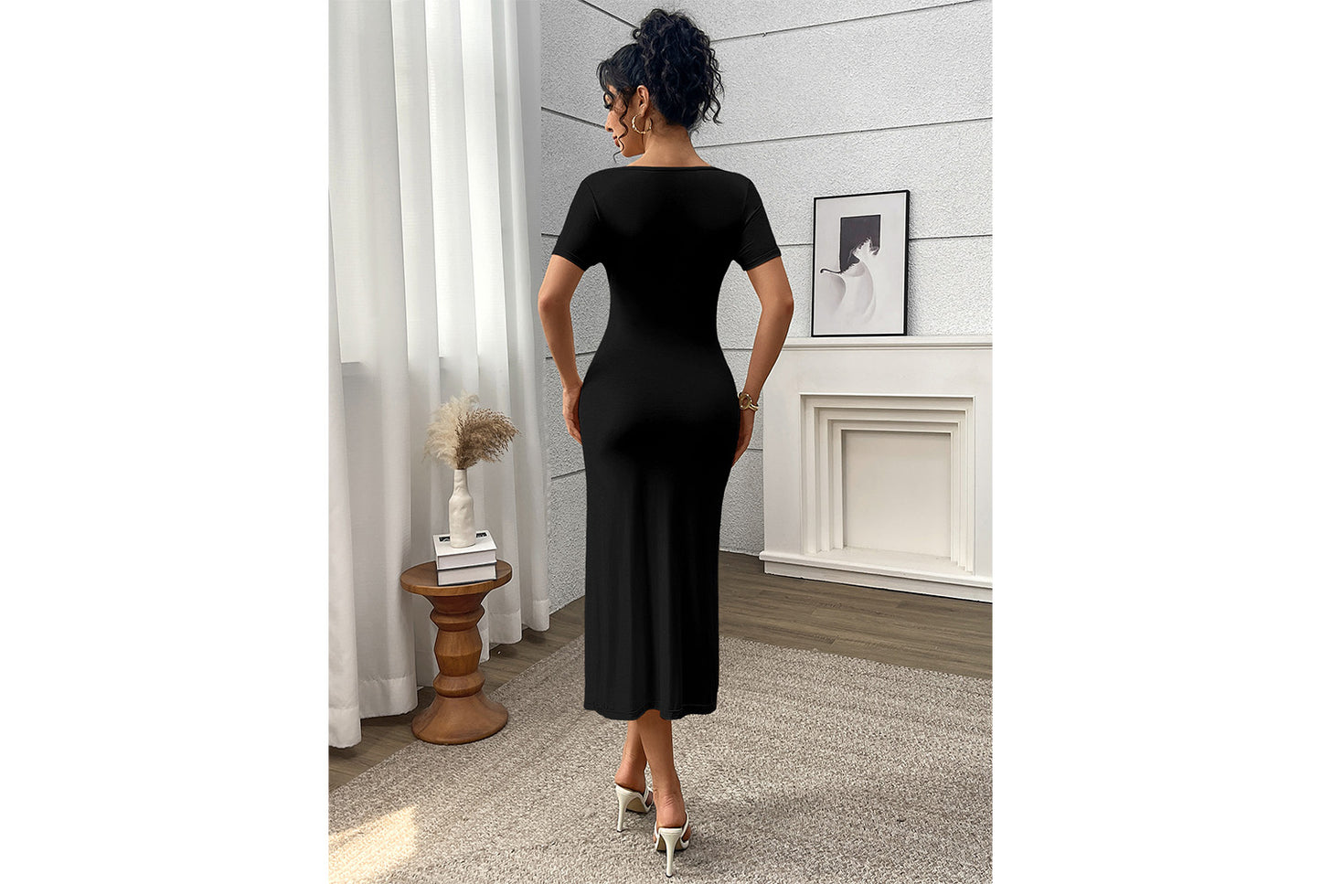 **French Vintage Collar Dress with Slit Waist**