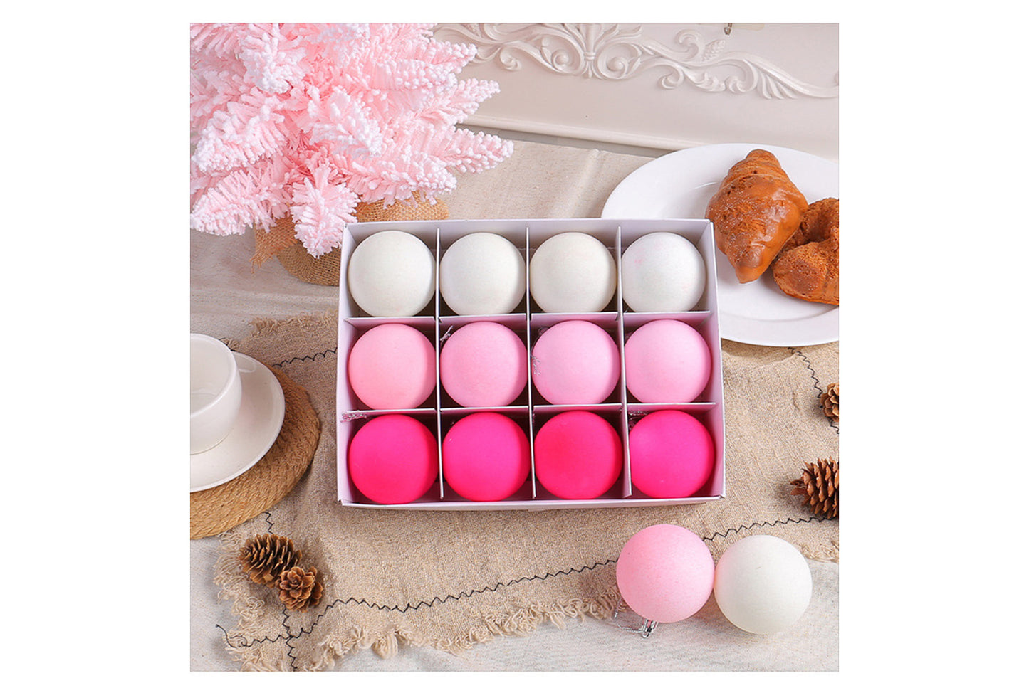 Colorful Flocked Christmas Ball Ornaments