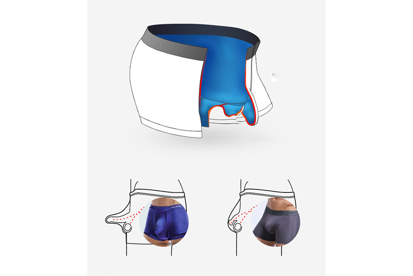 **Youth U-convex Breathable Men's Boxer Briefs**