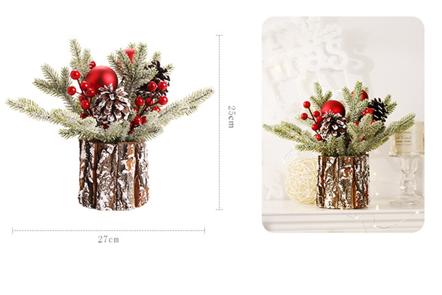 **25cm Flocked PE Simulated Mini Christmas Tree Ornament**