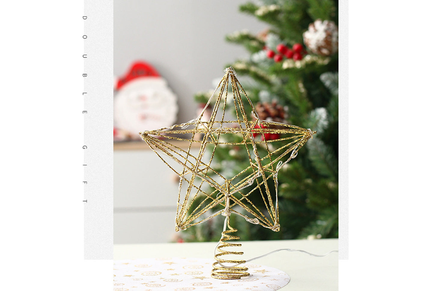 Iron Glitter LED Light-Up Tree Star