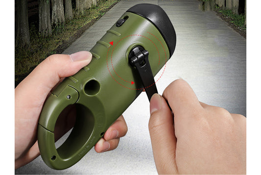 Solar-Powered Flashlight, Hand-Cranked/USB Rechargeable