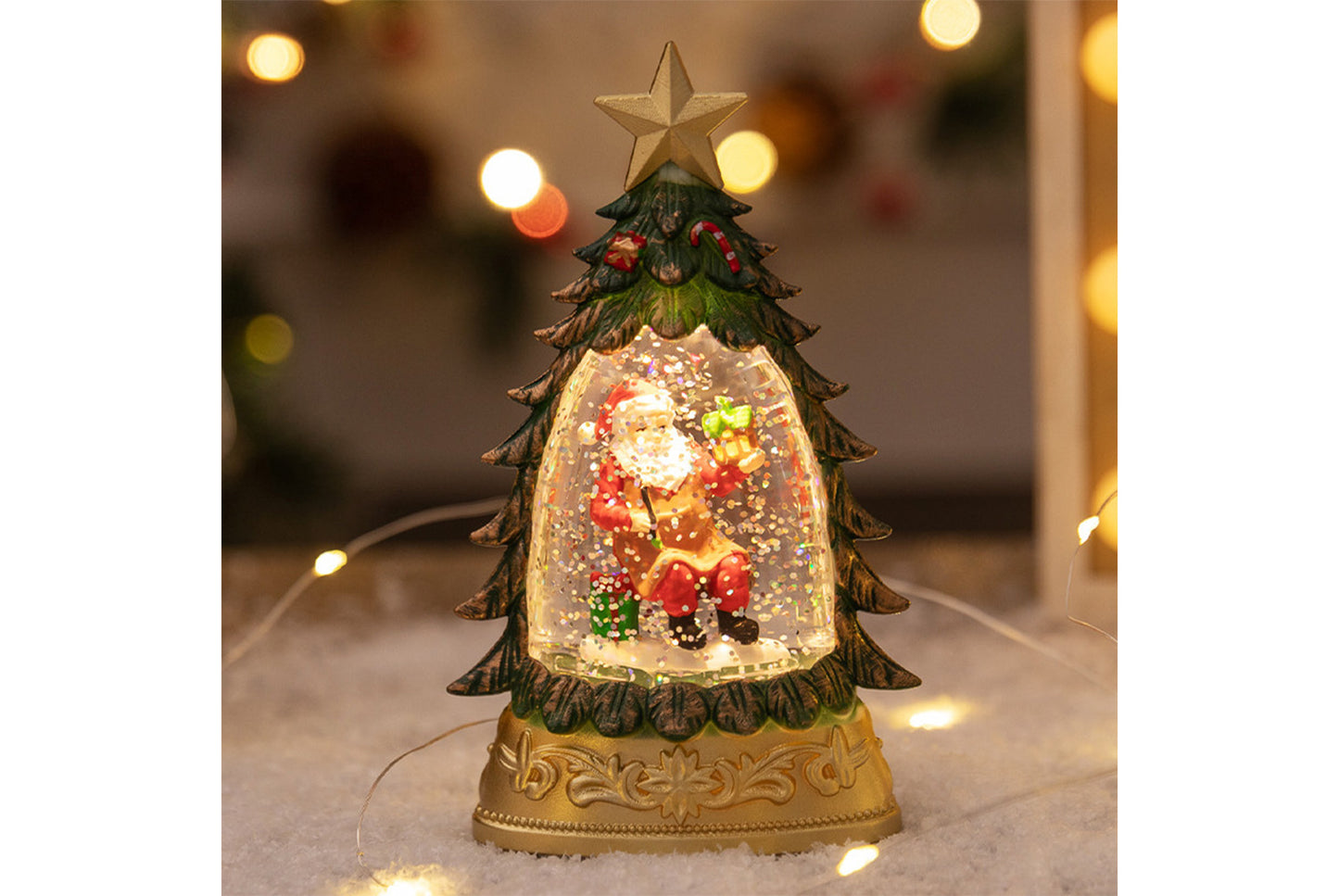 **Christmas Tree Crystal Chandelier - Luminous Snow Desktop Night Light**