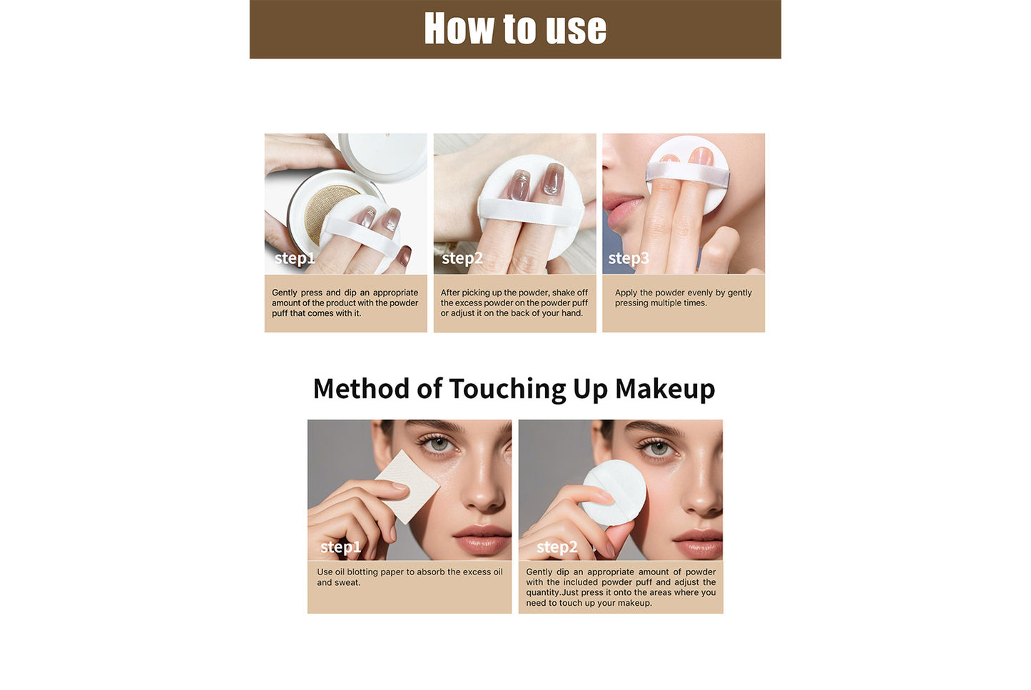 **Natural Concealing &amp; Oil-Control Setting Powder (5-Color Set)**
