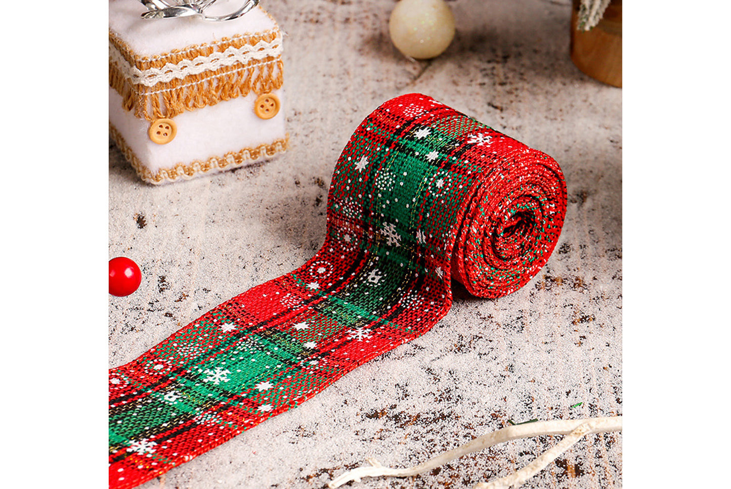 Christmas Snowflake Plaid Ribbon