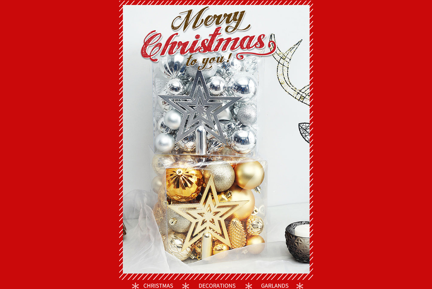 45-Piece Treetop Star Christmas Ball Set