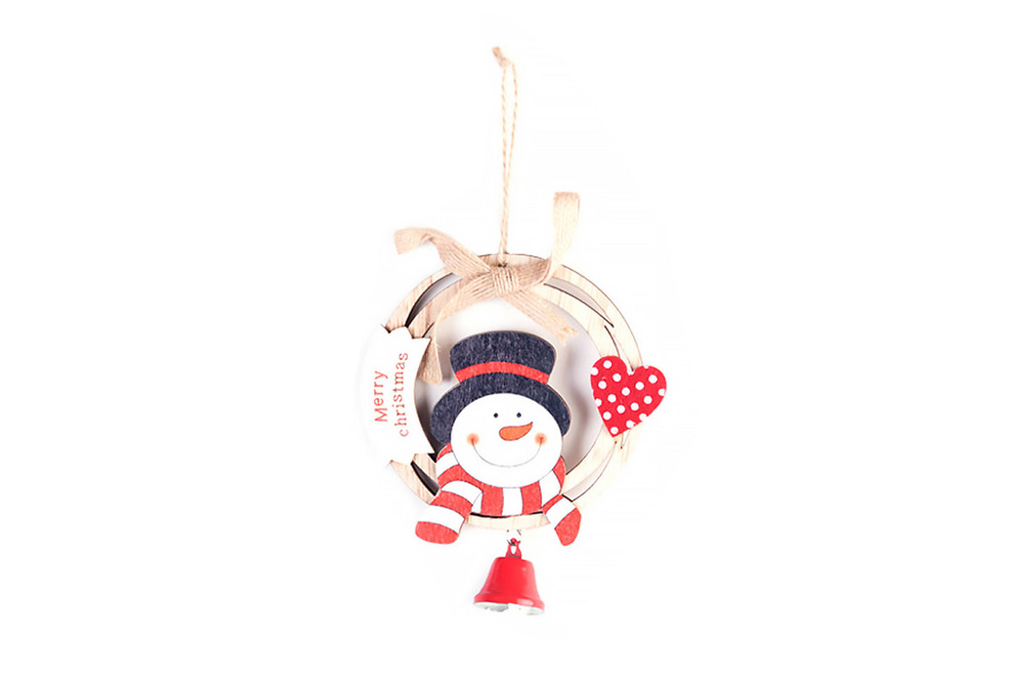 **Handmade Wooden Christmas Wreath Hanging - Classic Holiday Decoration**