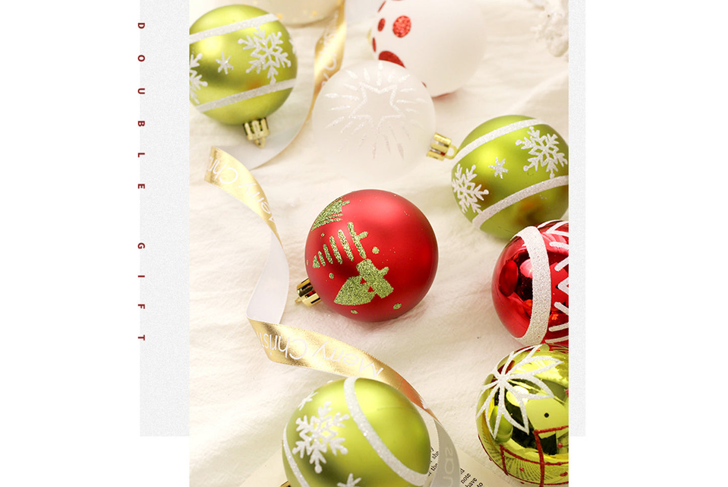 **16-Piece Red, Green, and White Christmas Ball Decoration Set**
