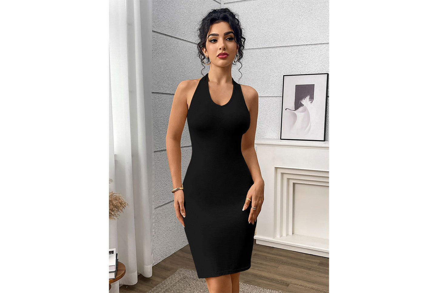 **Solid Color Slimming Dress, Waist-Lifting Slip Dress**