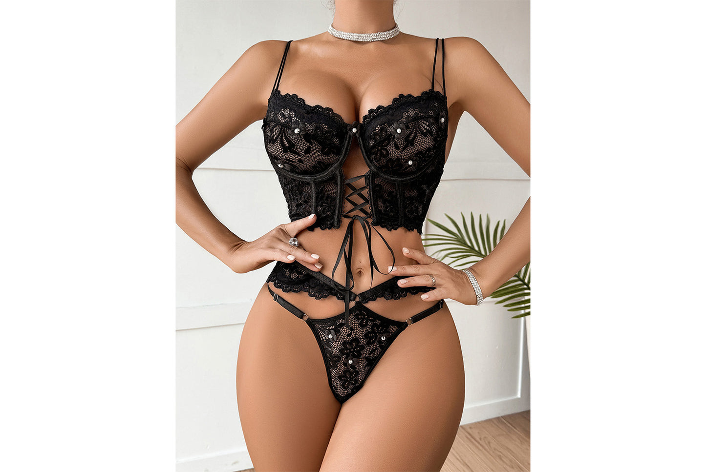 **Underwire Lace Bra Set - 3D Floral Sheer Sexy Lingerie**