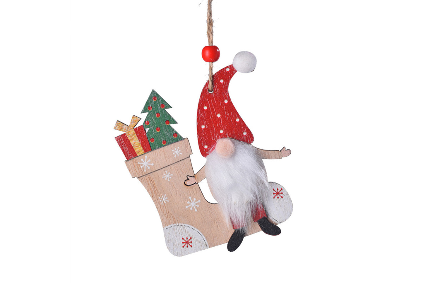 **New Christmas Wooden Ornament - Faceless Old Man Rudolph Ornament**