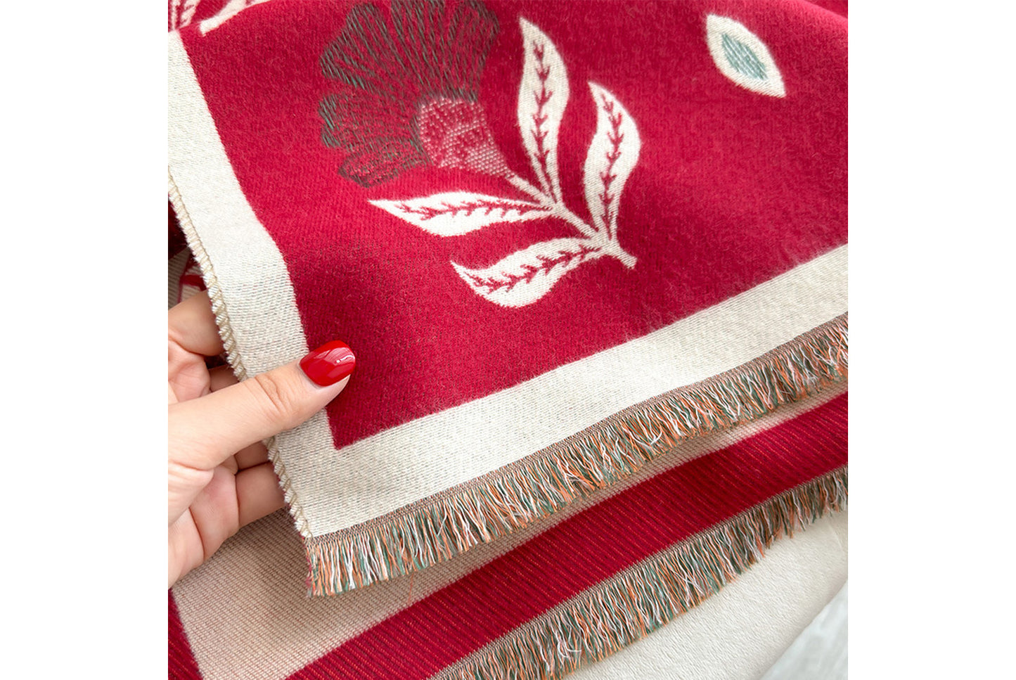 Autumn/Winter Faux Cashmere Floral Print Scarf/Shawl