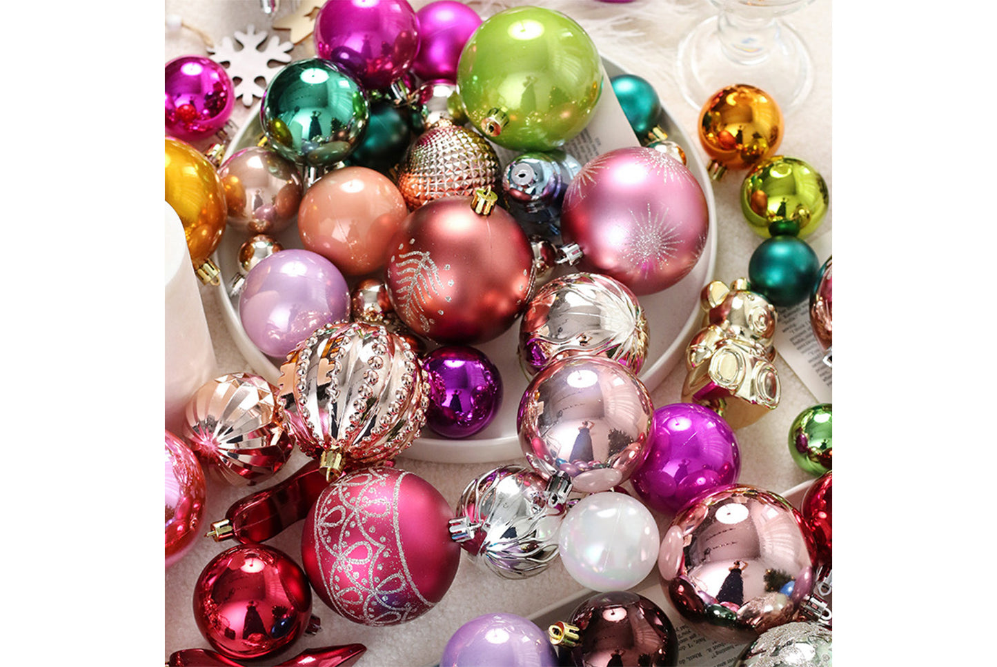 75 Randomly Painted Electroplated Christmas Ball Set