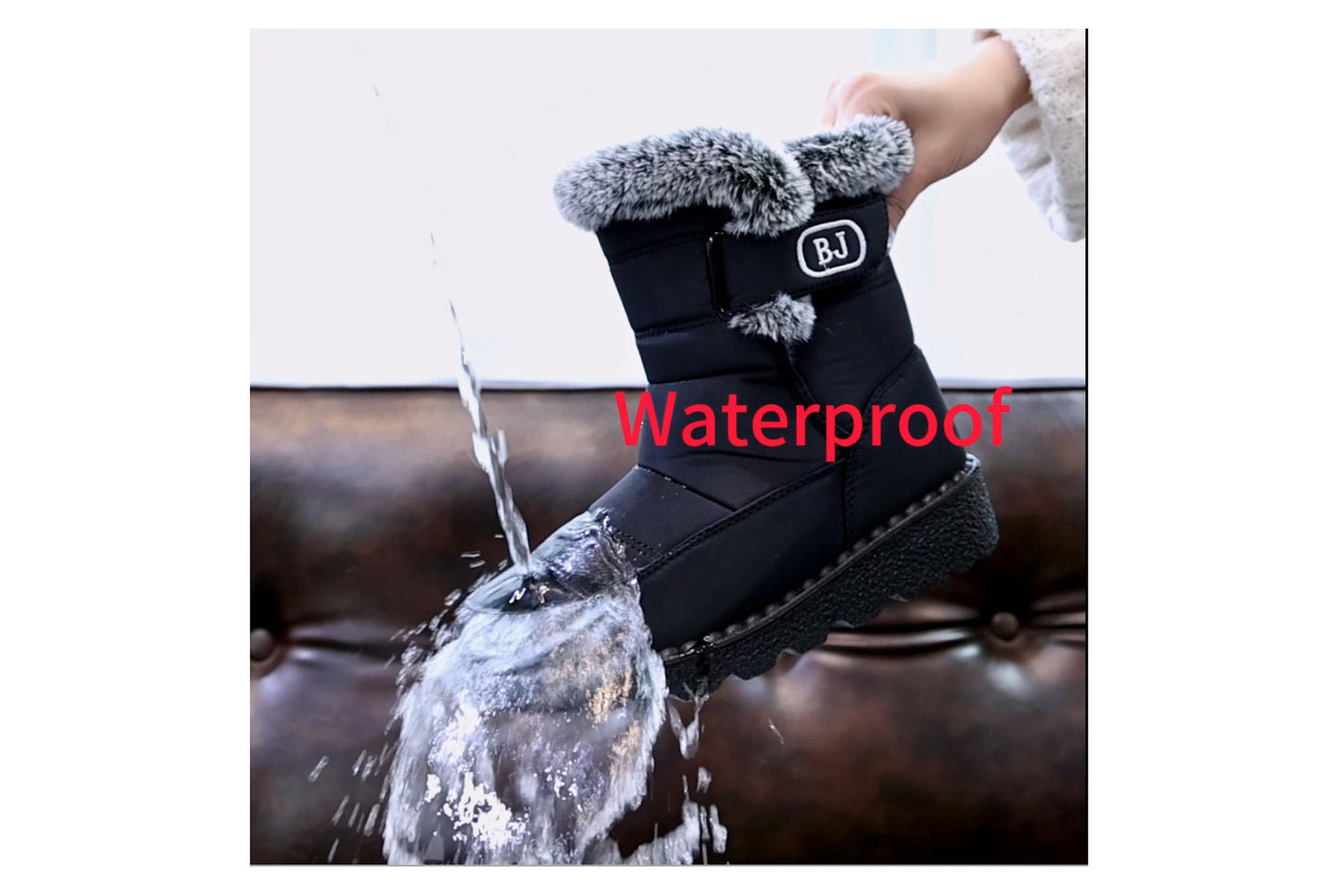 **Women's Waterproof Rabbit Fur Snow Boots**