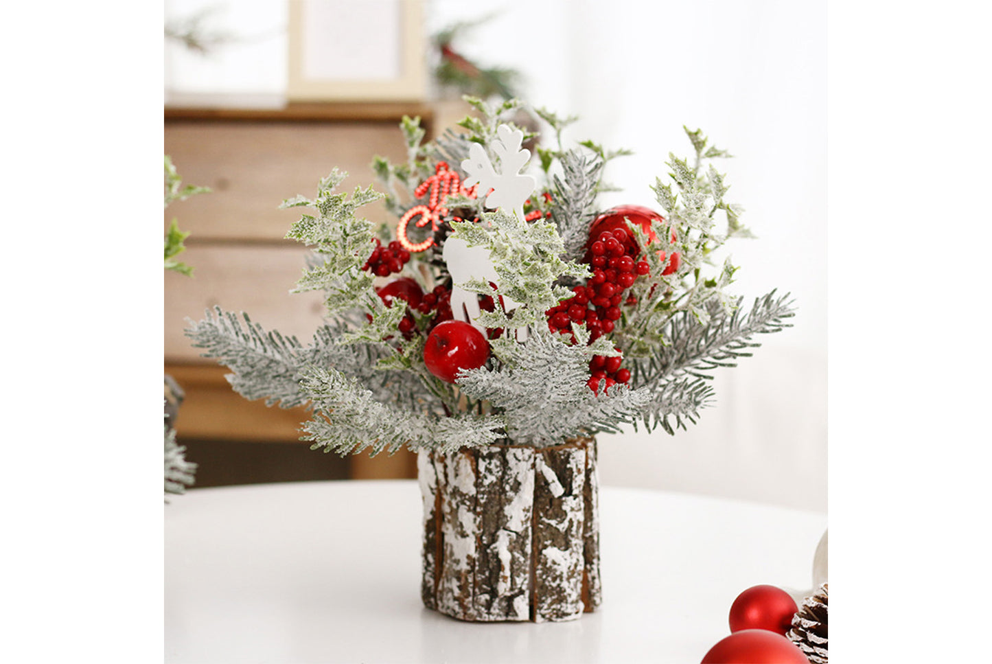 30cm Flocked Pine Cone Simulated Christmas Tree