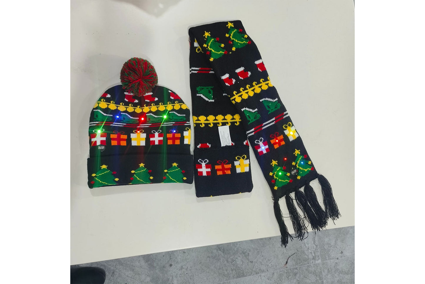 Christmas LED Jacquard Hat and Scarf Set