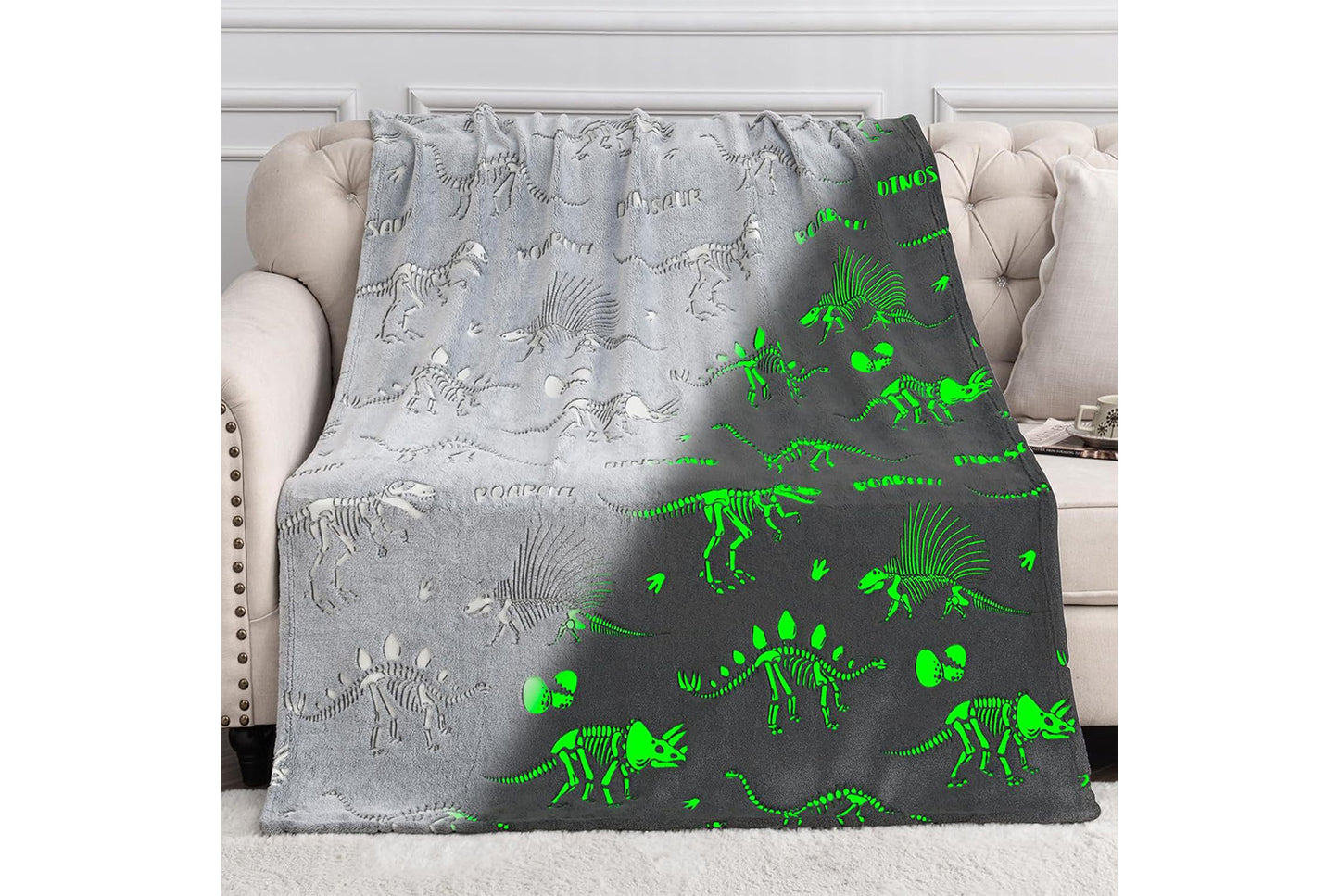 **Glow-in-the-Dark Flannel Blanket (Unicorn/Dinosaur/Butterfly Pattern)**