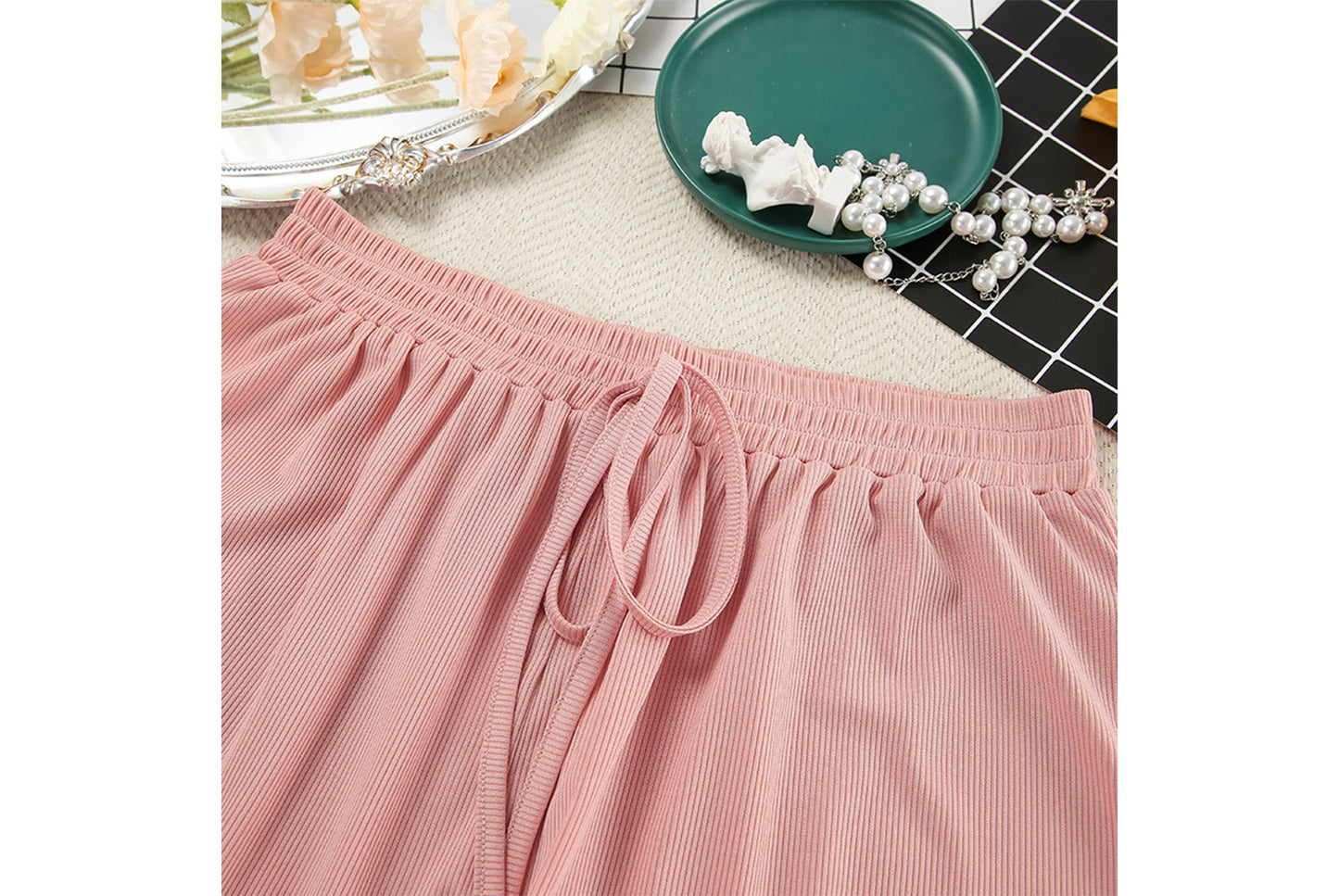 Girl-Style Knitted Midriff-Baring Pajama Set