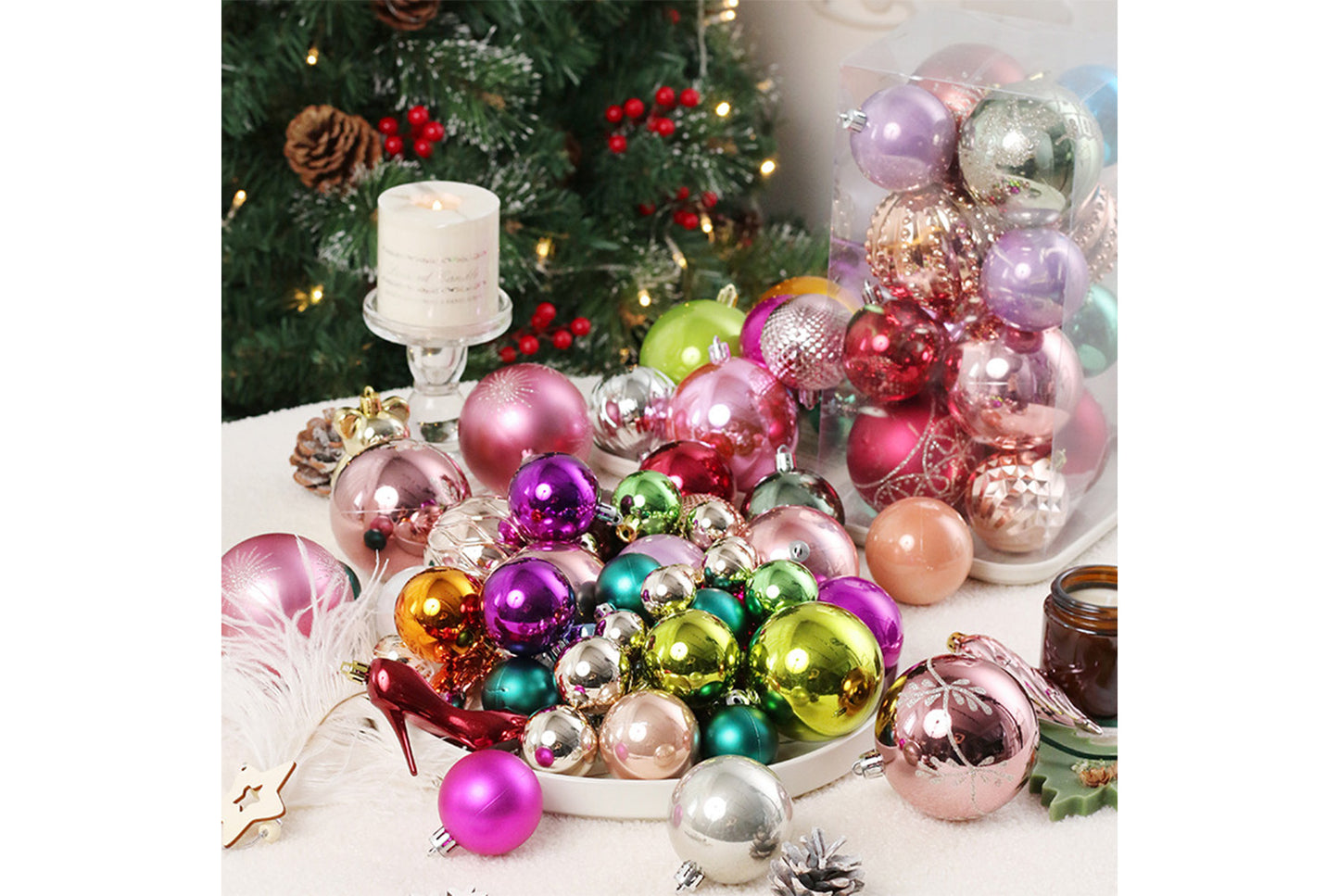 75 Randomly Painted Electroplated Christmas Ball Set