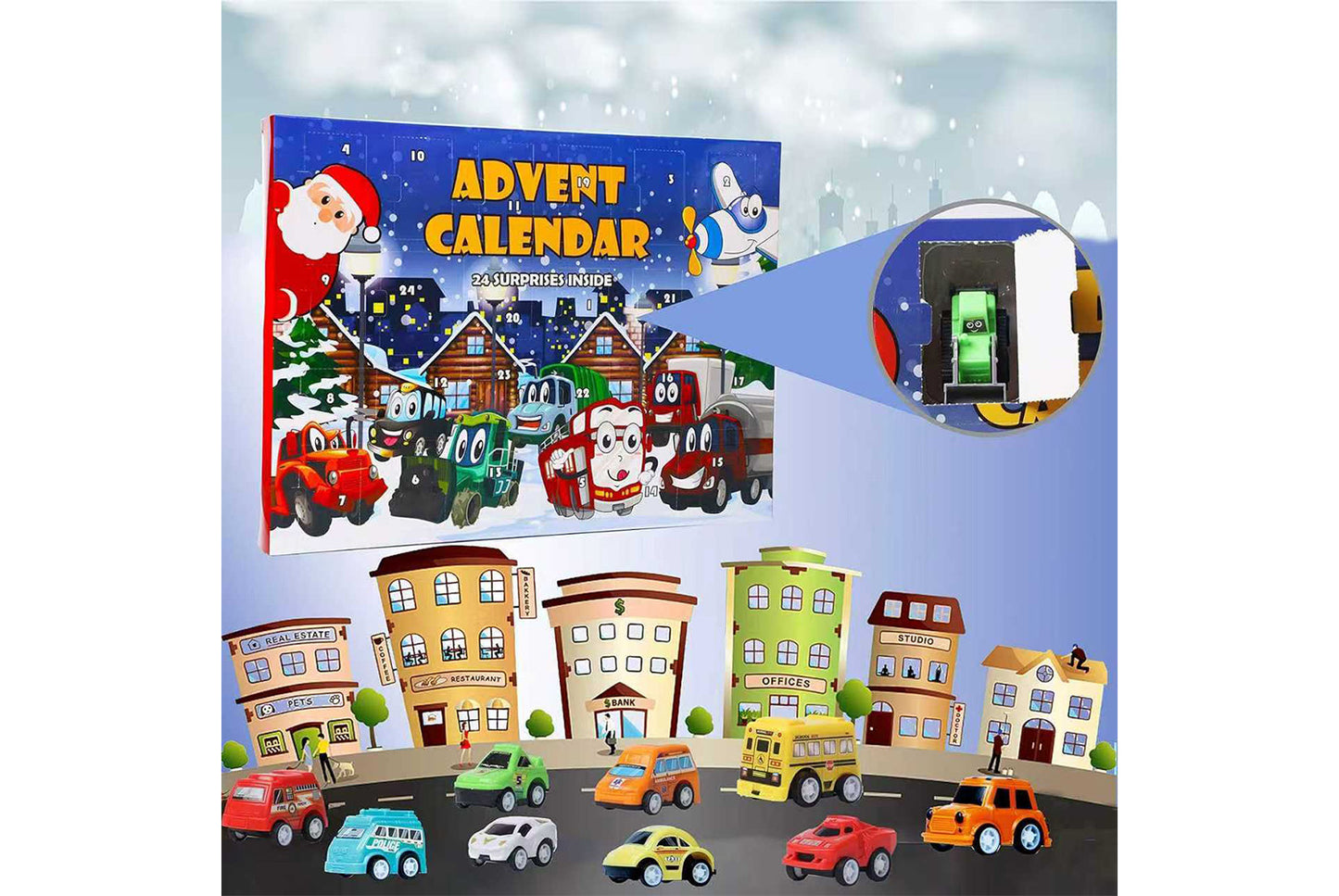 **Christmas Car Advent Calendar | 24-Piece Hole Blind Box**
