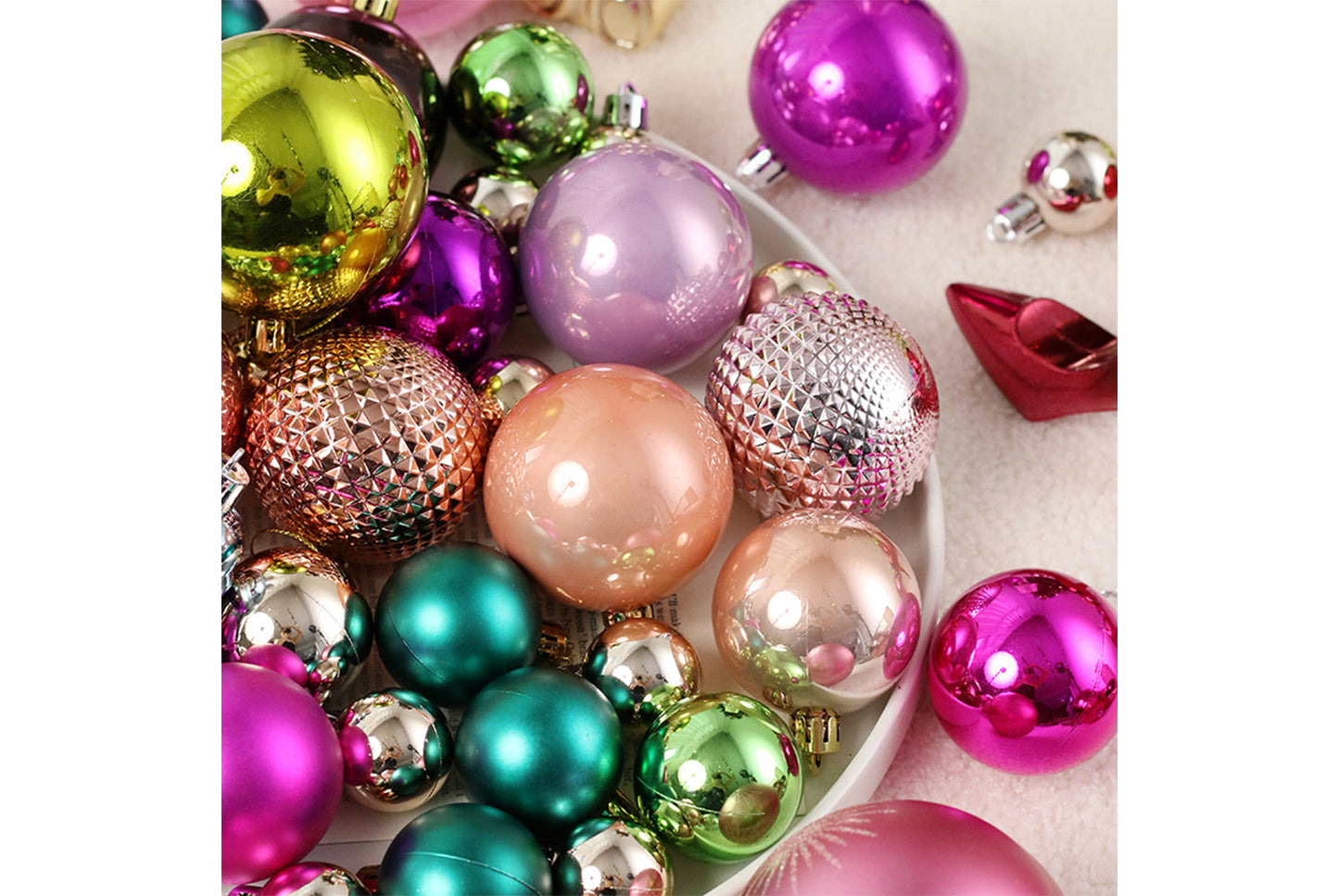 75 Randomly Painted Electroplated Christmas Ball Set