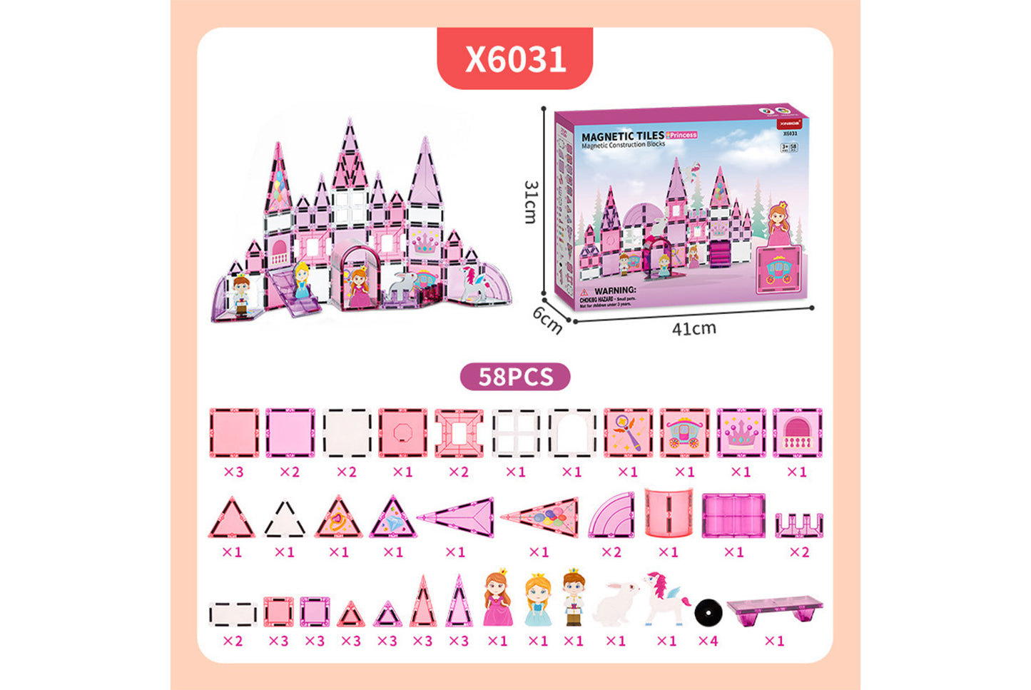 Princess Themed Magnetic Building Blocks