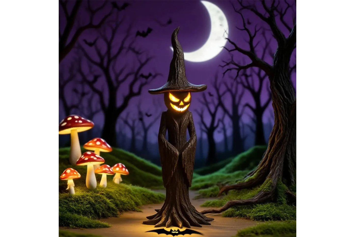 Spooky Tree Stump Wizard Jack-O'-Lantern
