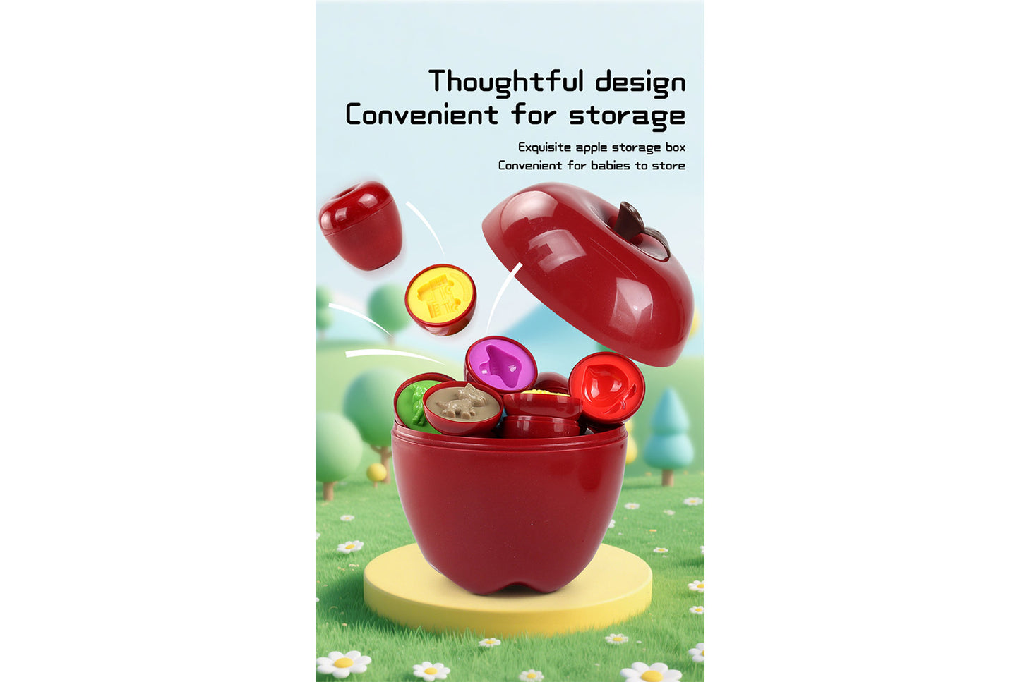 **Apple-Shaped Matching Box - Early Education Color Recognition Puzzle Set**