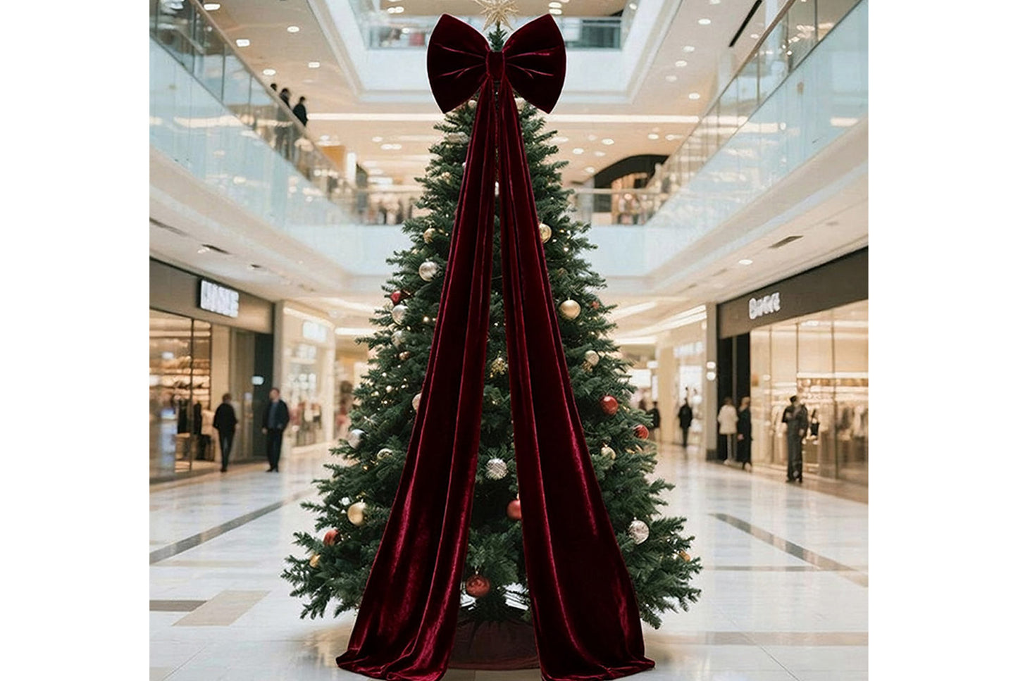 **Burgundy Fleece Christmas Bow Ornament (Multiple Sizes Available)**
