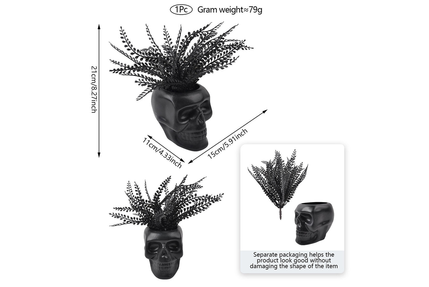 Halloween Simulated Plant Pots | Skull/White Pot/Succulent Series