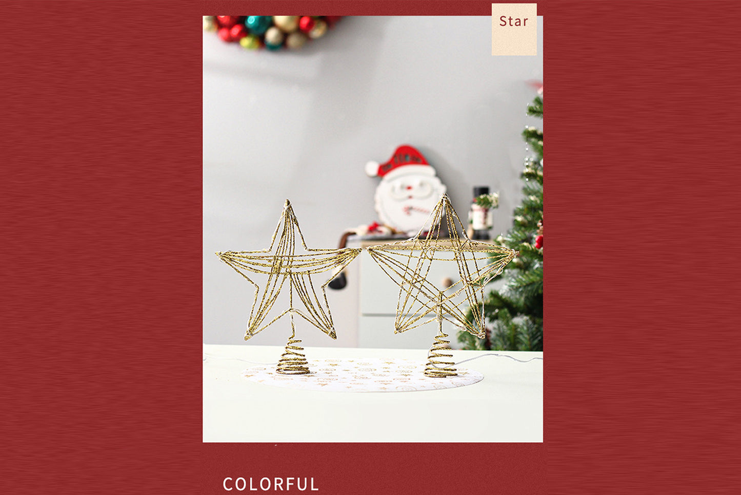 Iron Glitter LED Light-Up Tree Star