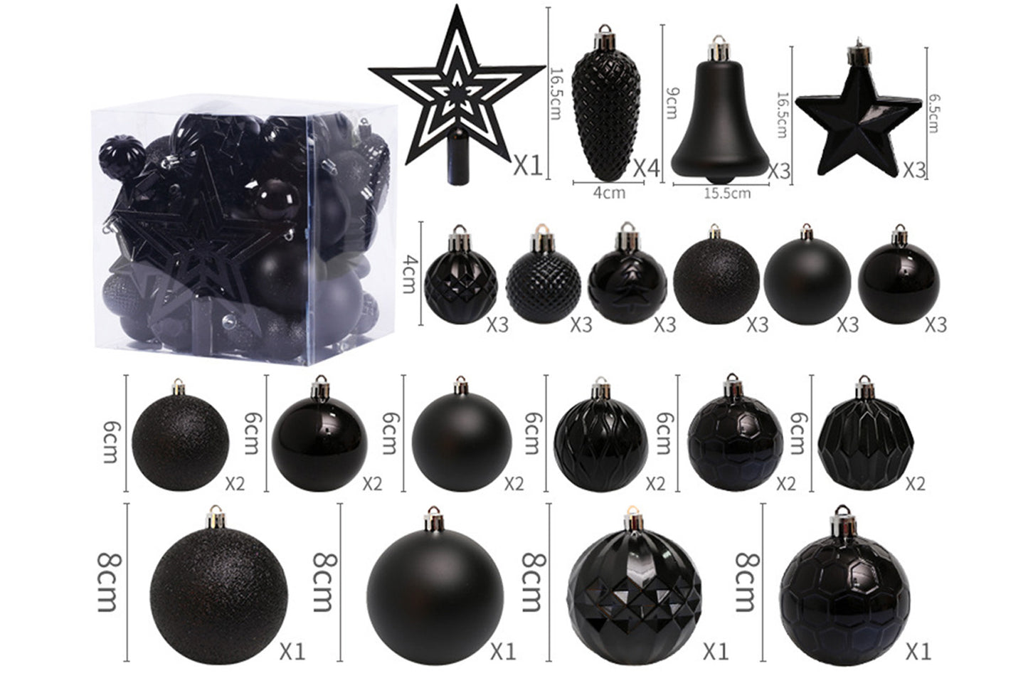 45-Piece Treetop Star Christmas Ball Set
