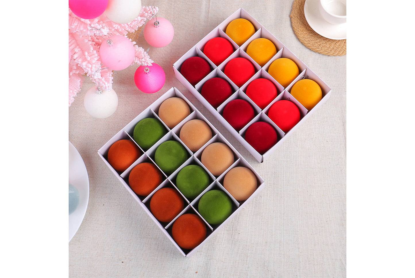 Colorful Flocked Christmas Ball Ornaments