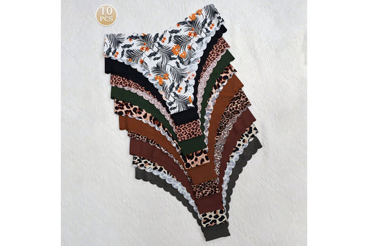 10-Pack Women's Seamless Printed Triangle Panties