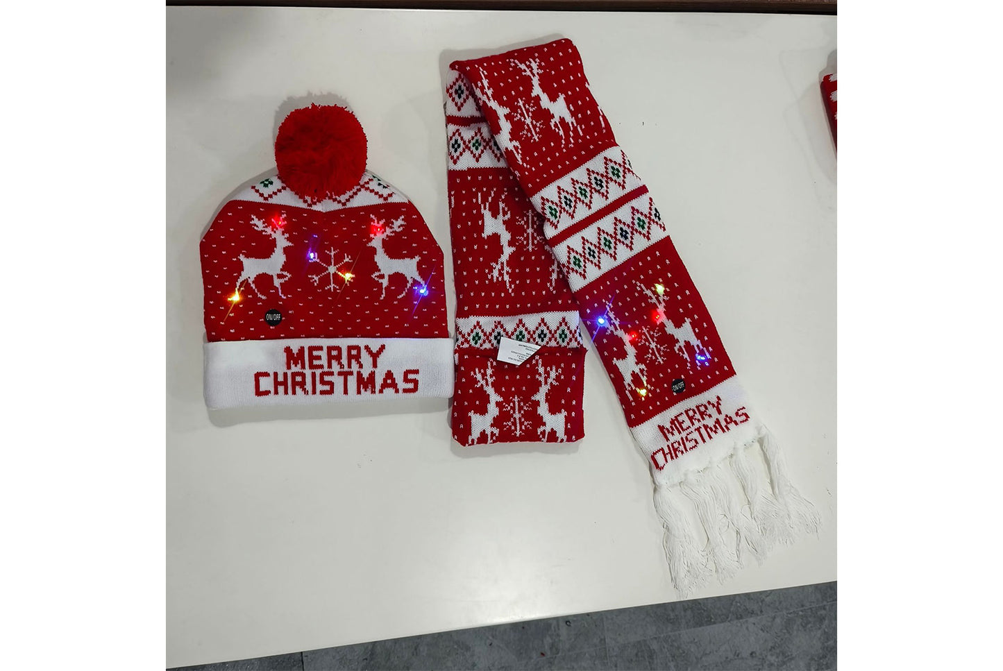 Christmas LED Jacquard Hat and Scarf Set