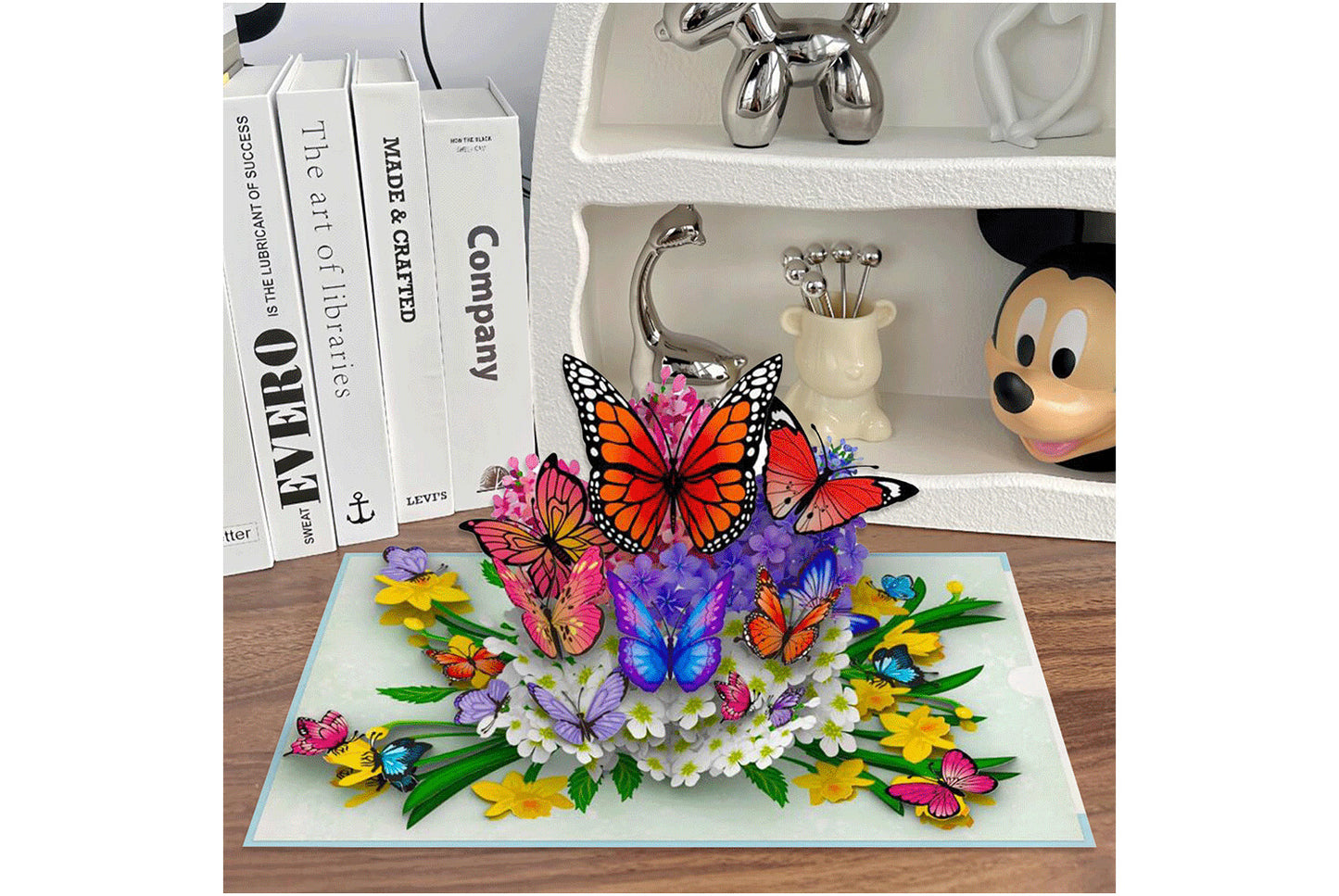 3D Stereoscopic Butterfly and Flower Greeting Card