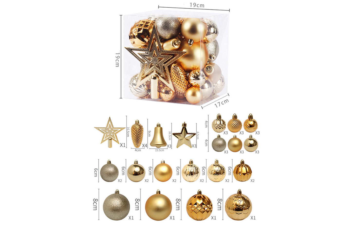 45-Piece Treetop Star Christmas Ball Set