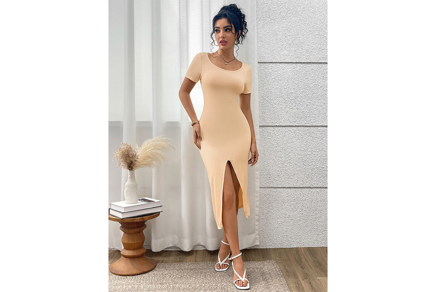 **French Vintage Collar Dress with Slit Waist**