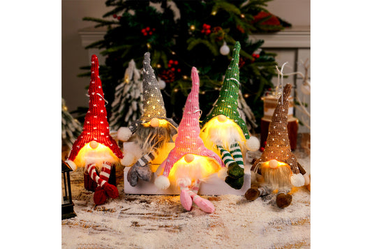 Christmas Forest Old Man Pendant - Knitted Hat Seated Faceless Doll Decoration