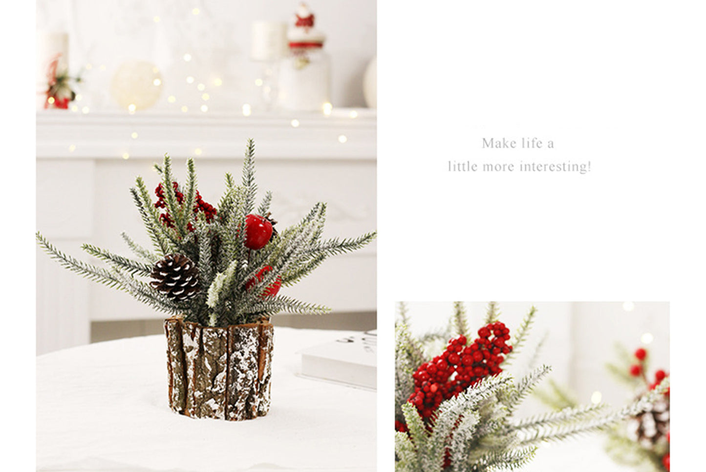 **25cm Flocked PE Simulated Mini Christmas Tree Ornament**