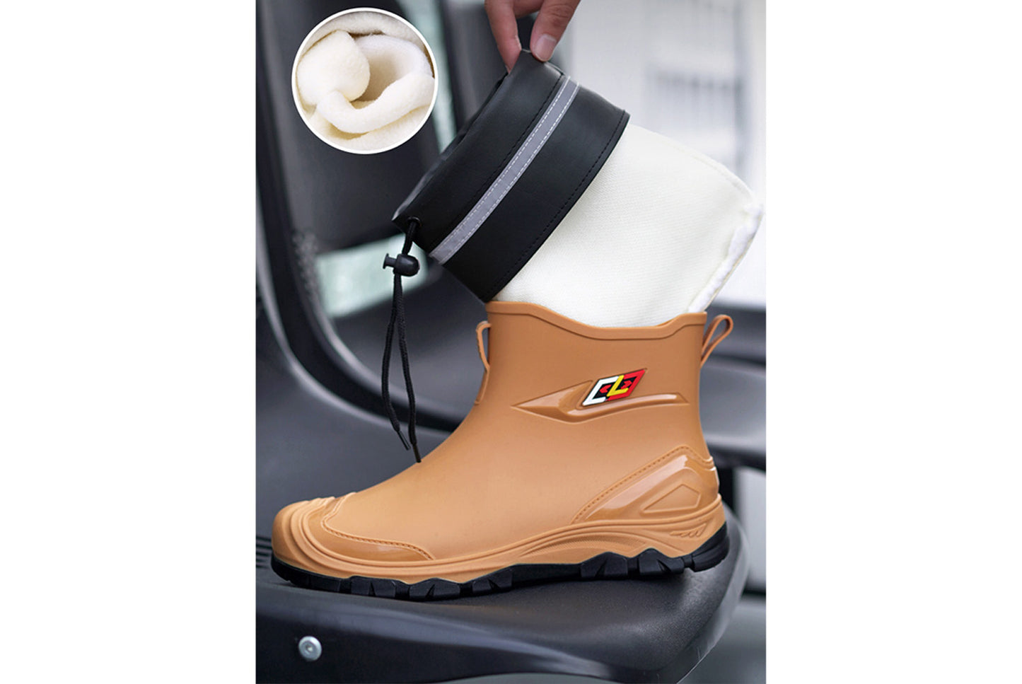 Men's Mid-Calf Fleece-Lined Non-Slip Rain Boots