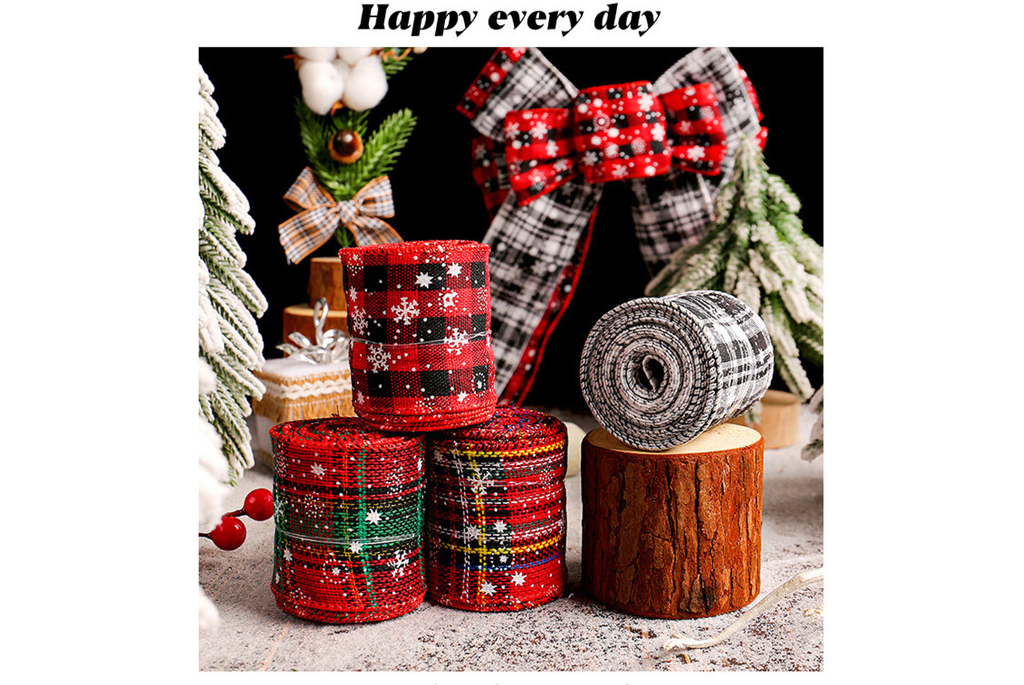 Christmas Snowflake Plaid Ribbon