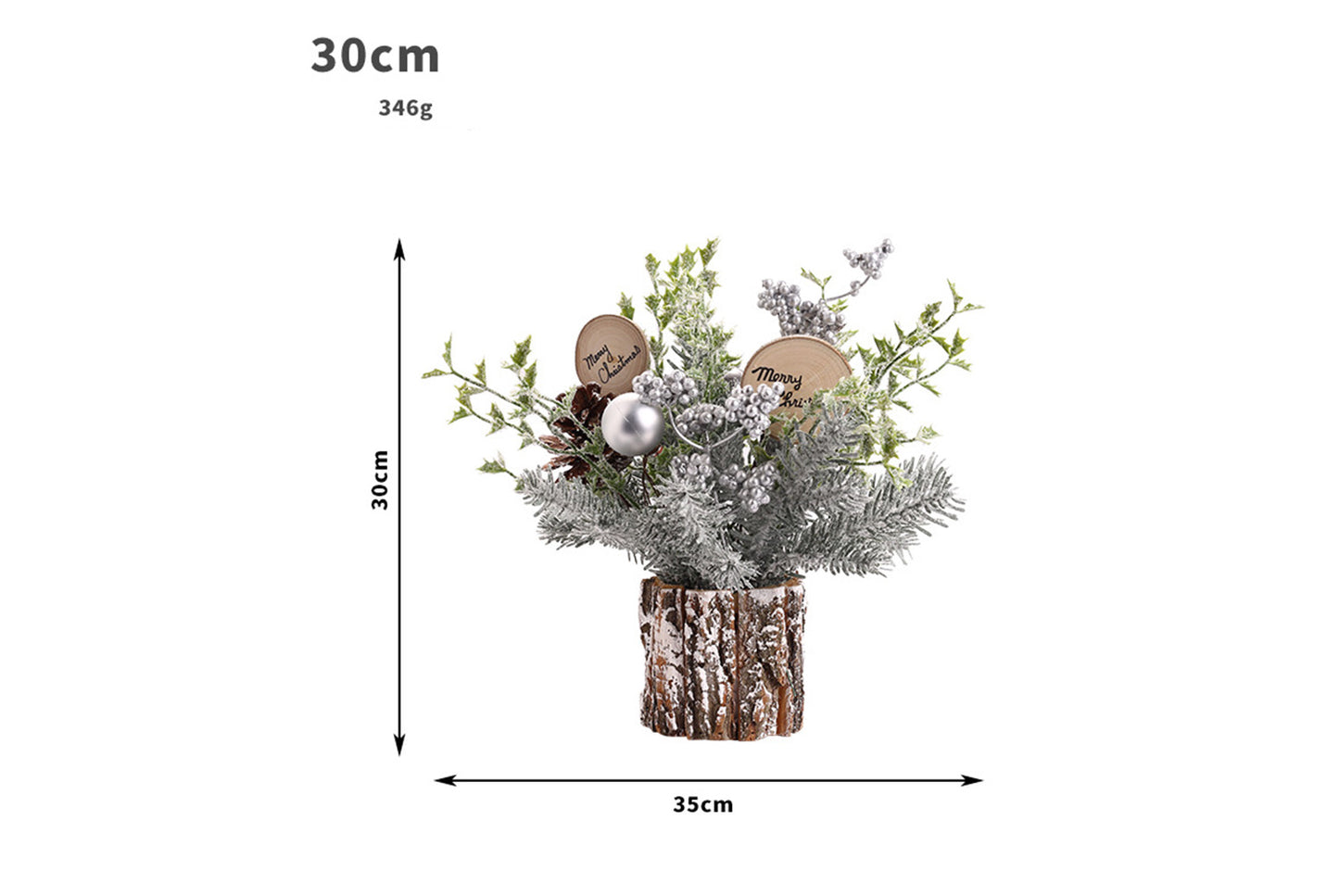 30cm Flocked Pine Cone Simulated Christmas Tree