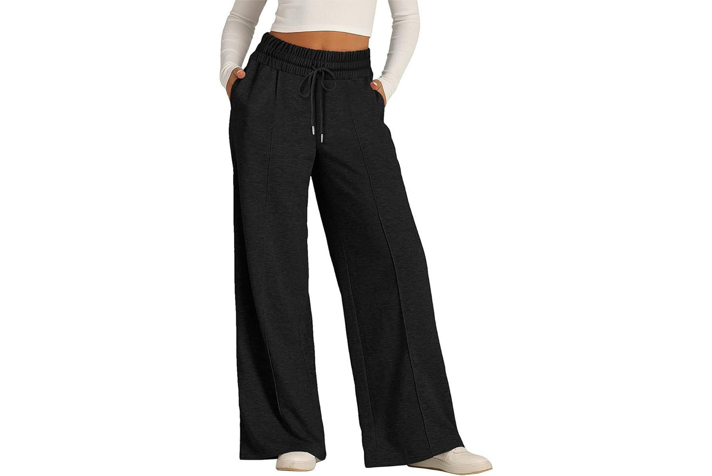 Women's Solid Color Casual Wide-Leg Sweatpants